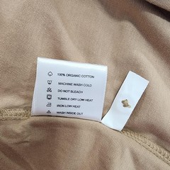 Vustra Shirt Mens L Beige Long Sleeve Henley Organic Cotton Sustainable Casual