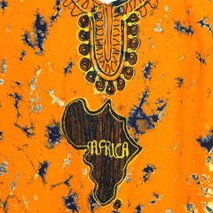 Vtg African Dashiki Shirt XL Orange Tie Dye Embroidered Africa Map Hippie Tunic