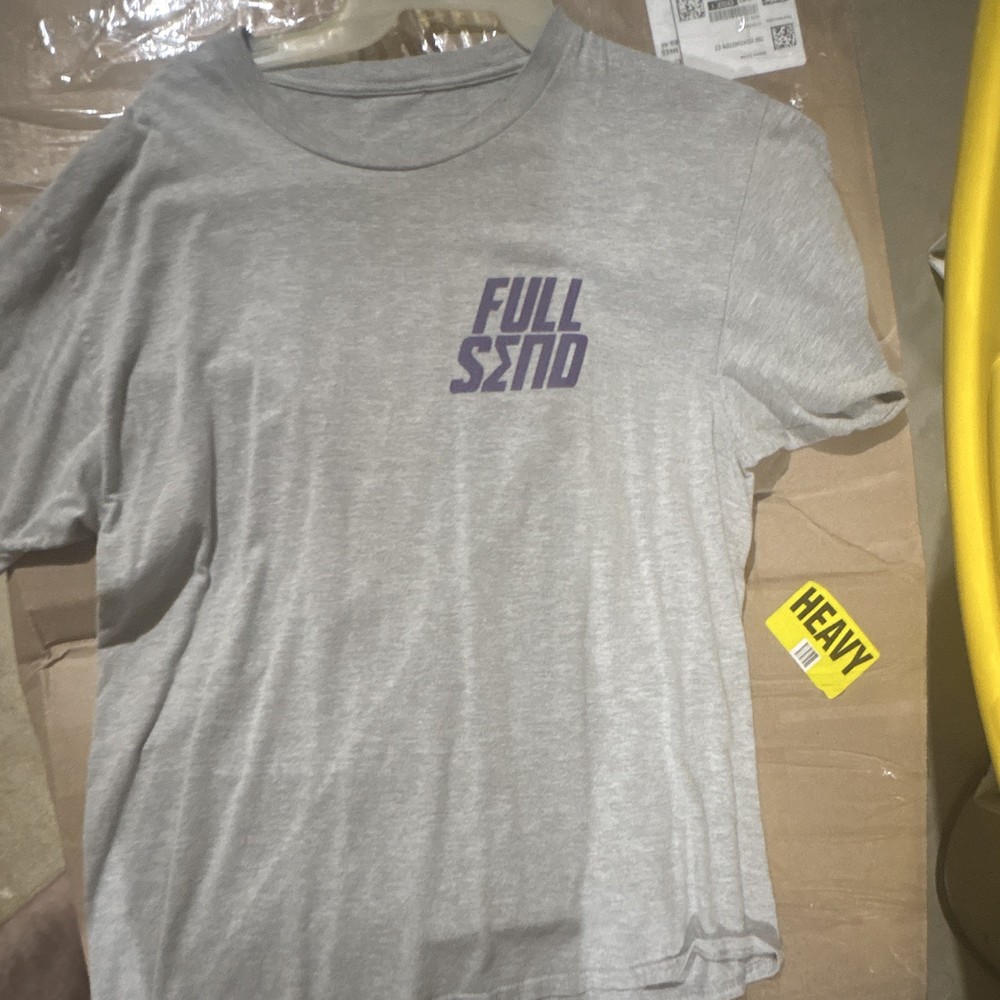 Men’s Gray FULL SEND Graphic Print Logo Crew Neck Short Sleeve T-Shirt L
