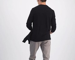 Alfani Alfatech Long Sleeve Crewneck T-Shirt Deep Black-2XL