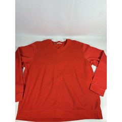 Cutter & Buck Orange 100% Cotton V Neck Knit Sweater Top Relaxed Fit Size XL
