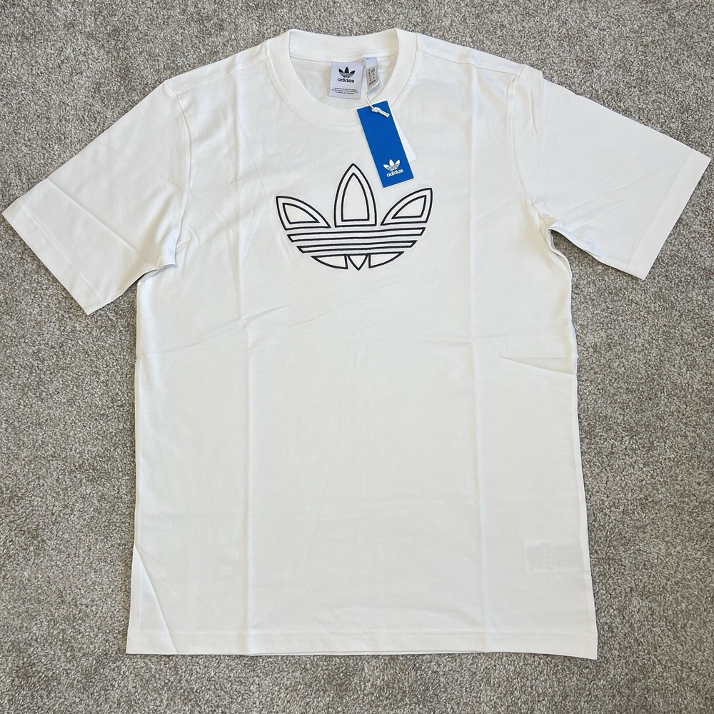 Adidas Outline Embroidered Trefoil Logo Men’s Casual T-Shirt Cloud White Size M