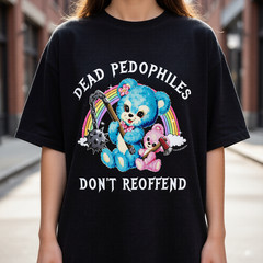 Funny Pastel Bear Graphic Tee Vintage Dyed Oversized T-Shirt Dark Humor Punk Top