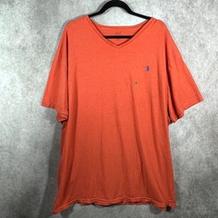 Polo Ralph Lauren Shirt Mens Size 2XB Orange Short Sleeve V-Neck Casual Cotton