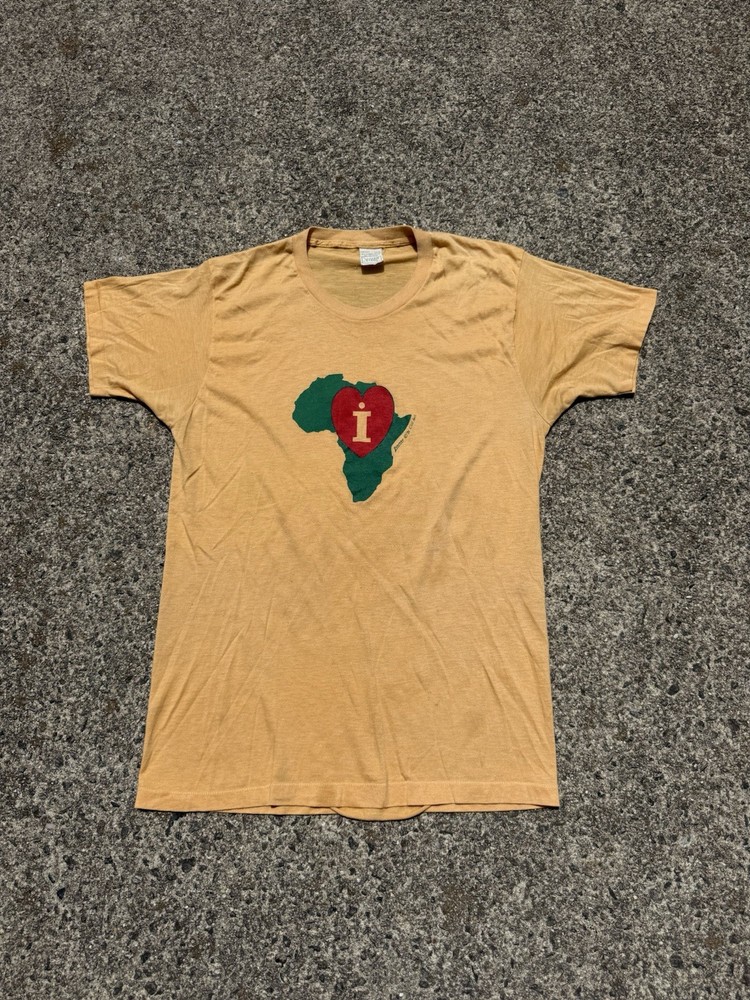 Vintage 80s I Heart Africa Single Stitch Tee Shirt Screen Stars