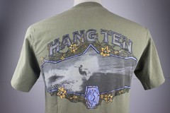 Vintage Mens 80s Hang Ten Beige Surf T shirt Graphic M USA Single Stitched