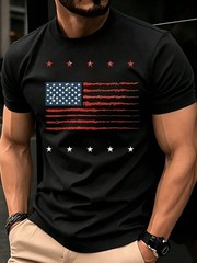 4th Of July USA Flag Funny Patriotic Short Sleeve Graphic Tee For Men