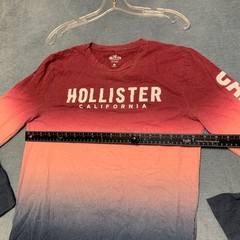 Hollister California T-Shirt Men Small Multicolor Ombre Dye Spellout Logo Casual
