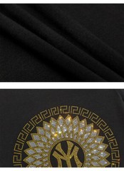 New Men Luxury Rhinestones Fashion Diamonds Black White T-Shirt High Quality