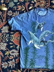 Vintage 1990s Whale Animal Nature Die T Shirt Double Sided Art Hippy Hawaii