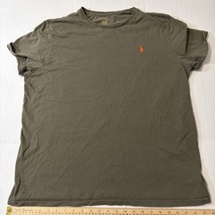 Polo Ralph Lauren Shirt Men XL Olive Green Orange Pony Crew Neck Short Sleeve
