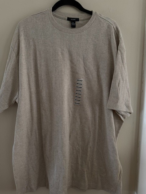 Alfani Men’s Short Sleeve Pullover Crew Neck Ribbed Top Blonde Jasper XXL NWT