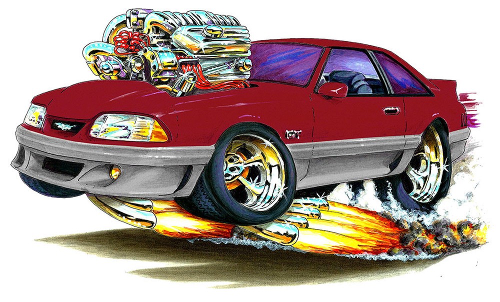 1987-93 Ford Mustang GT 5.0 Muscle Car Art Print NEW