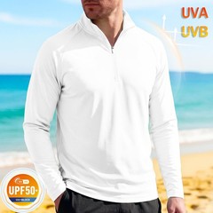 UPF50+ Long Sleeve 1/4 Zip Men’s T-Shirts Sun Block UV Shirts Quick Drying Tops