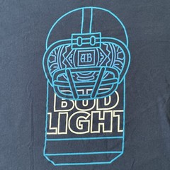 Bud Light NFL Football Helmet Beer Can T-Shirt Hanes Nano-T Blue Mens XL