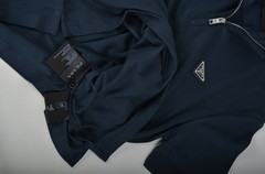 Men’s Prada Navy Blue Zip-Up Polo Shirt S Short Sleeve