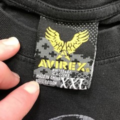 Vintage Avirex Y2K T Shirt Mens 2XL Black Silver Red Crest Gothic Style Cotton