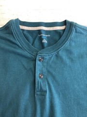 Lands’ End Henley Shirt Mens Large Green Super-T Tagless Cotton Tee Casual