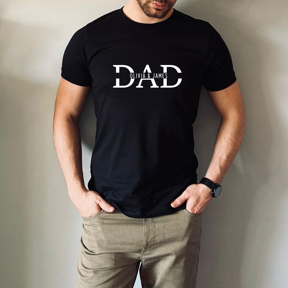 Personalized Dad Shirt with Kids Names Fathers Day Gift New Dad T-Shirt