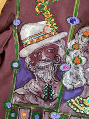 Artisan OOAK Upcycled Hand painted Blazer Jacket Colorful People Jewels 23″ PTP
