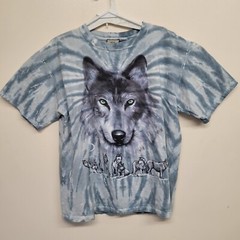 VTG Liquid Blue Tie Dye Y2K Great Wolf Lodge 2003 T-Shirt Sz-Med. Brian Fox