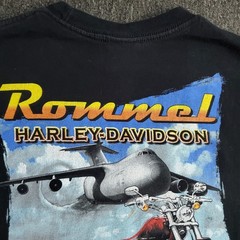 Harley Davidson T Shirt Mens Sz Large Black Rommel Smyrna DE Bike Jet Eagles USA