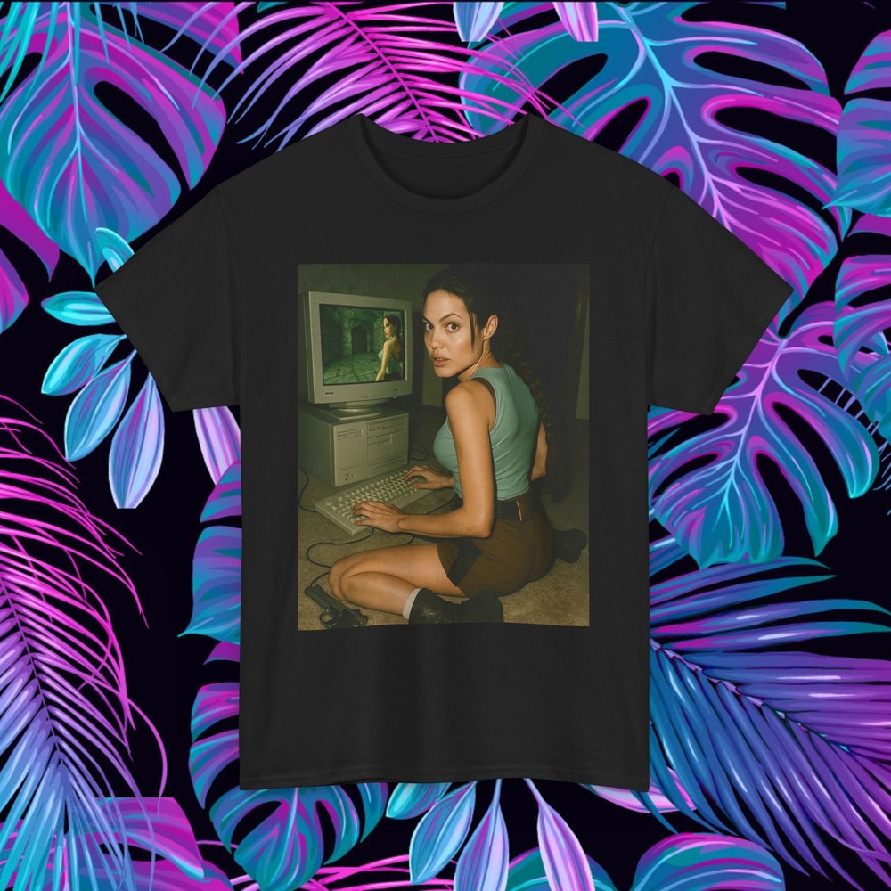 T-Shirt Lara Croft Playing Tomb Raider, Unisex Tee, Graphic Tee, Gamer Shirt,