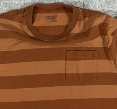 Patagonia Organic Cotton Mid-Weight Pocket Tee Shirt Brown Stripe Mens L Skate
