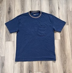 Abercrombie & Fitch Men’s Sz Small Blue Pocket T-Shirt Striped Collar Crew Neck