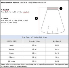 Women’s Long Plaid Wool Skirt High Waist A-Line Pleated Tartan Winter Skirt
