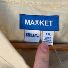 NWT Market Studios Smiley Arc T-Shirt Mens XXL Ecru Cream Short Sleeve #2206