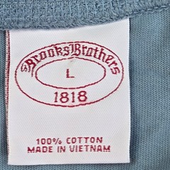 Brooks Brothers Henley Mens L Short Sleeve 1818 Cotton Logo Casual Top Blue 80ch