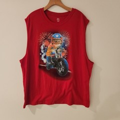 Way to Celebrate Patriotic Motorcycle Cat Muscle Shirt 4th Of July Shirt 3XL NEW