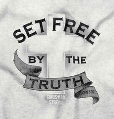 Christian Strong Set Free By The Truth Cross Womens or Mens Crewneck T Shirt Tee