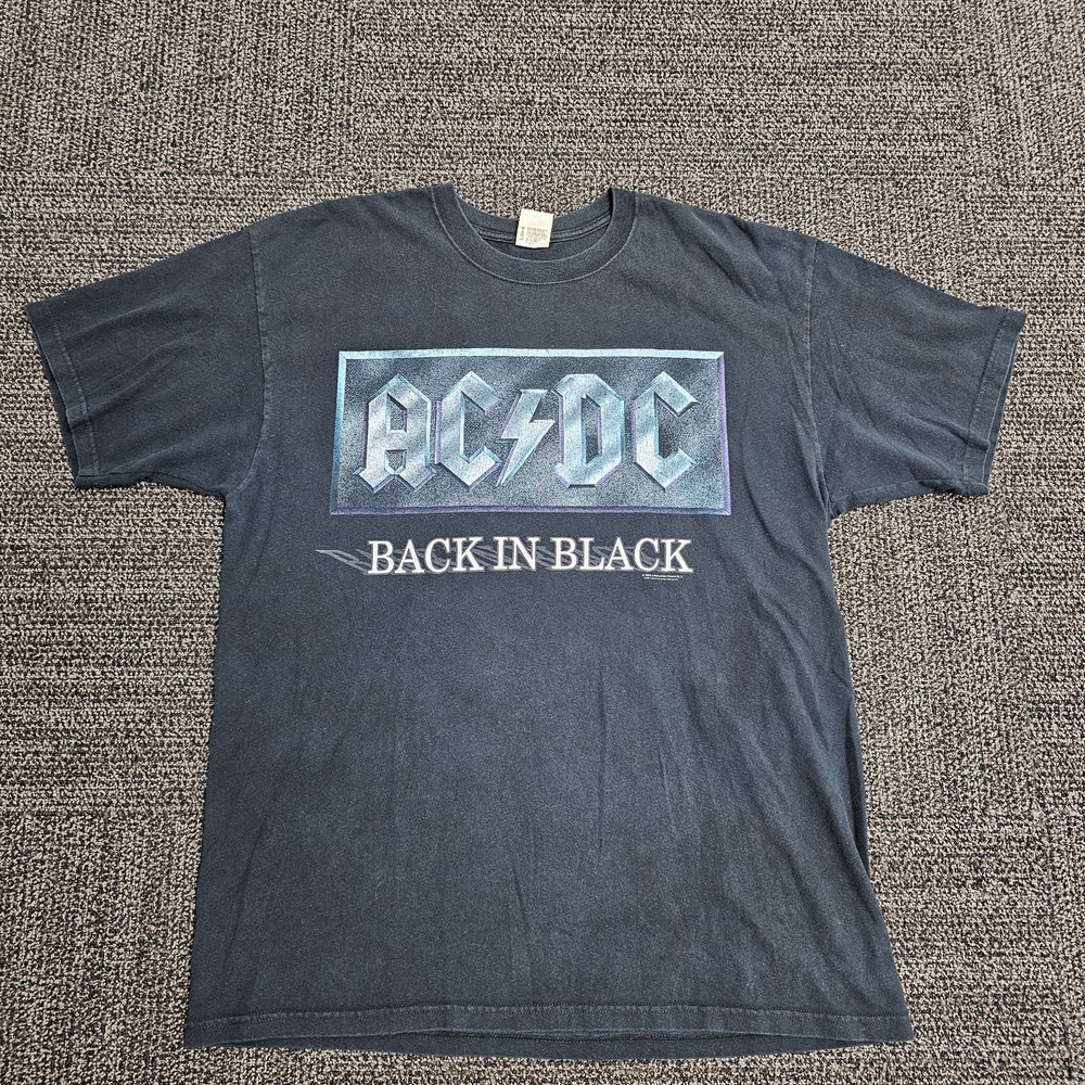 Vintage 1990s AC/DC Back in Black Band T-shirt Size XL Double Sided Graphics