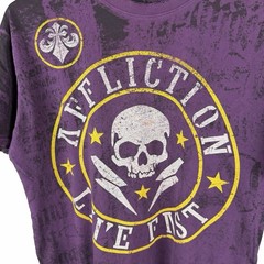 Mens Y2K Affliction Love Fist Grunge Punk Reversible Purple Shirt Size L