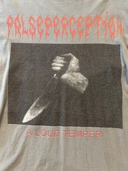 False Perception Pleasure Sect A Loud Temper Gray Graphic Tee Men’s L Cotton
