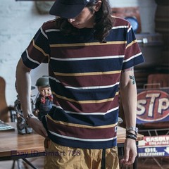 NON STOCK Ivy League Striped Crew Neck T Shirts Preppy Style Men’s Casual Tee