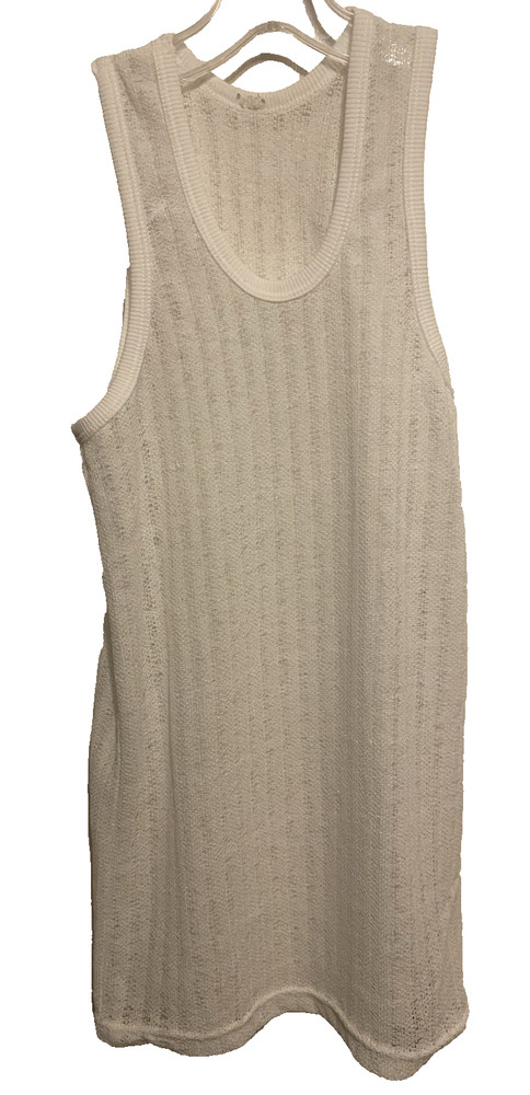 Unbranded Men’s Sheer Mesh Tank Top White Small Slim Fit Spandex blend NWOT