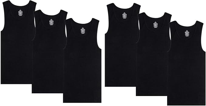 6 Packs Mens 100% Cotton Ribbed Tank top A-Shirt Wife Beater Undershirt S-2XL