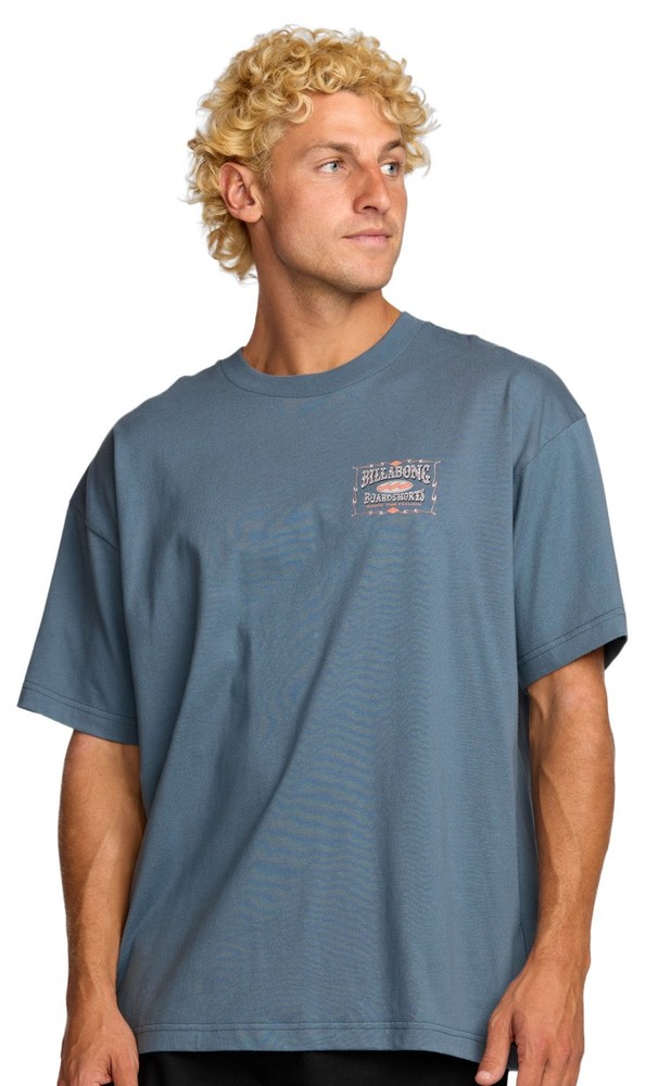 Billabong Double Spread OG SS T-Shirt – Steel Blue – New