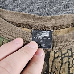 Vintage Ace Sportswear Shirt Mens 2XL Long Sleeve TreBark Camo Hunting USA 90s