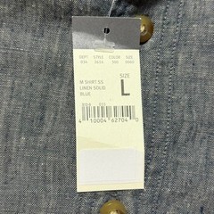 NWT Eddie Bauer 100% Linen Solid Blue/Gray Short Sleeve Button Up Size L