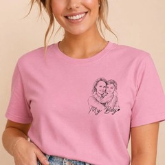 Personalized Best Dad Ever T Shirt Custom Photo Sketch Family Portrait T-Shirt