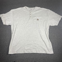 Carhartt Mens Henley T-Shirt 2XL Short Sleeve Pocket Gray Casual Workwear Top