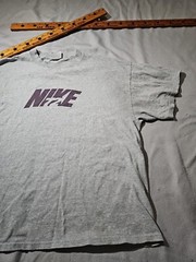 Vintage Nike Shirt Men XL Gray Solid Graphic Print Spellout Casual Y2k Tee