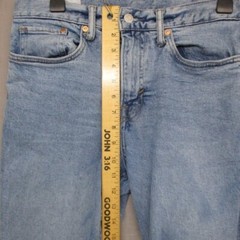 & Denim Slim Taper Cropped Distressed Light Blue Jeans Men Size | 32 / 32