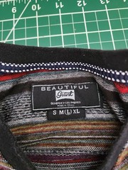 Beautiful Giant Striped T-Shirt Aztec Print Short Sleeve Casual Top Size L