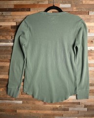 Hollister Shirt Mens Small Green Waffle Knit Thermal Long Sleeve Curved Hem S