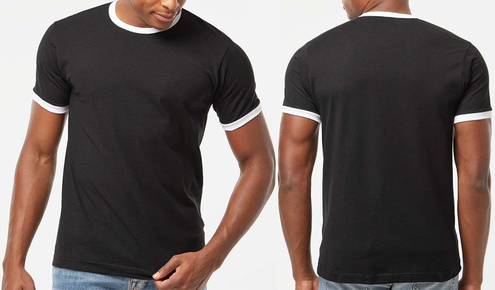 Mens 100% Ultra SOFT Spun USA Premium PRE-SHRUNK Cotton Ringer Tee XS-3XL NEW!